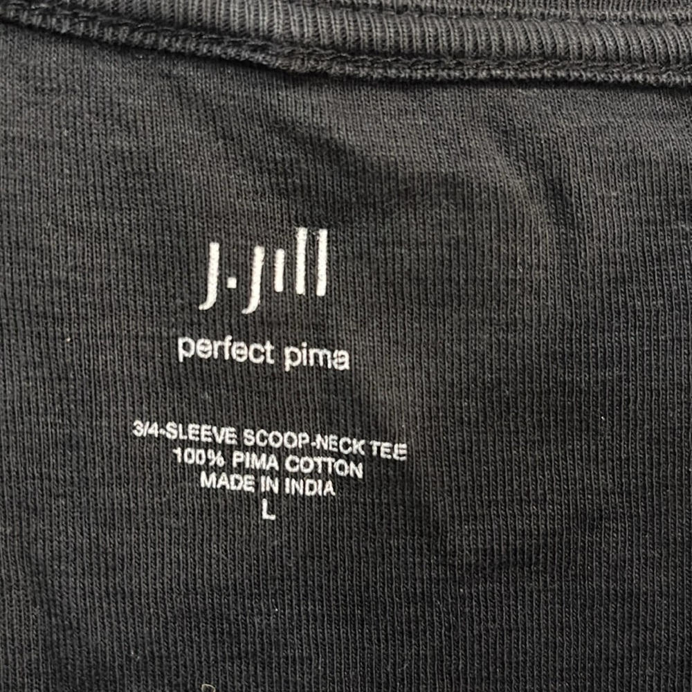 J. Jill 100% Pima Cotton Scoop Neck 3/4 Sleeves Side Inset Tunic Tee size Large - Picture 5 of 11